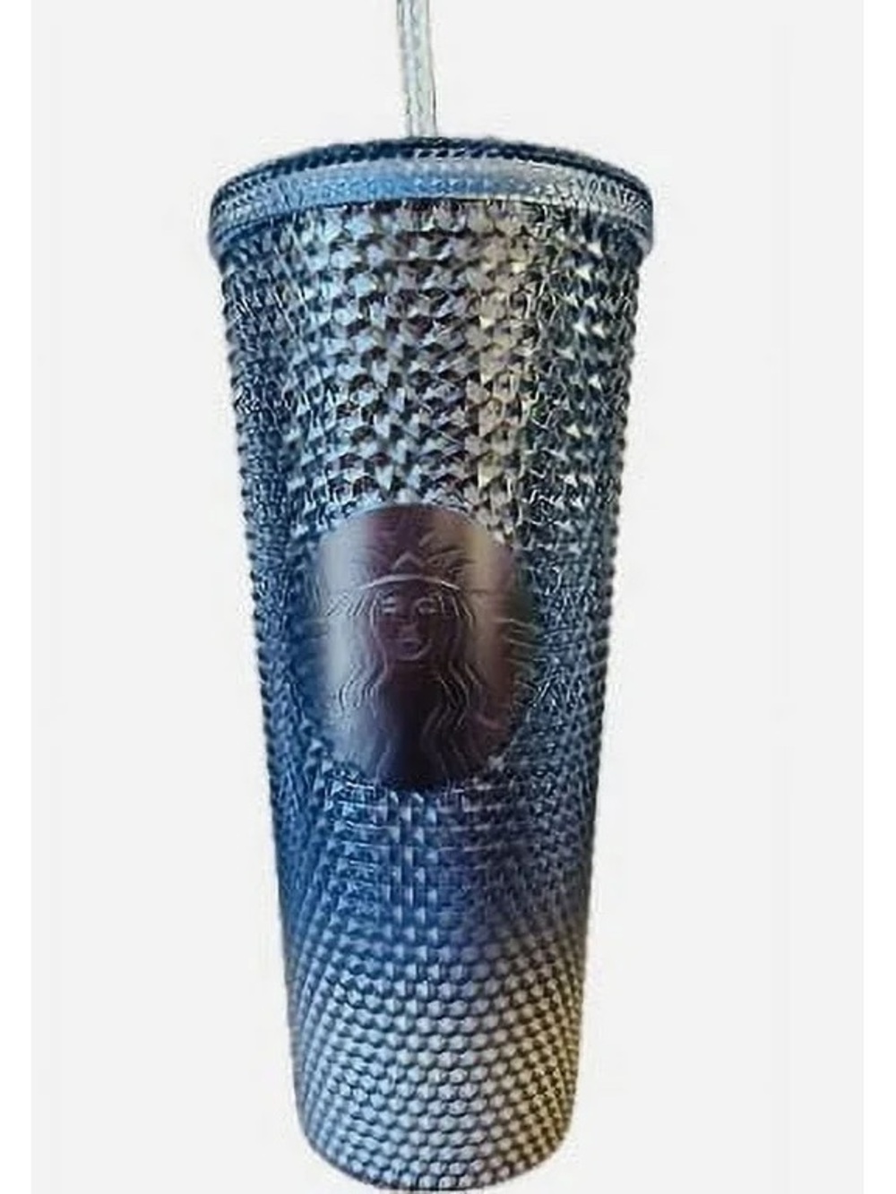 2023 Starbucks 24oz Holiday Icicle Blue Silver Ombre Gradient Studded Tumbler